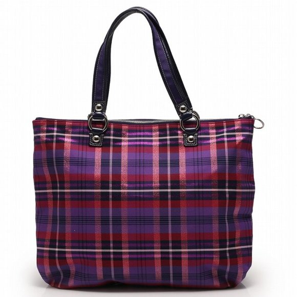 Coach Poppy Tartan Plaid Glam Tote Bag, New without Tag, Never worn - Picture 4 of 14